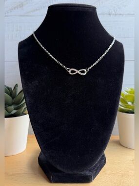 Infinity Necklace Silver Stainless Steel 16” – Handmade, Anniversary, Birthday